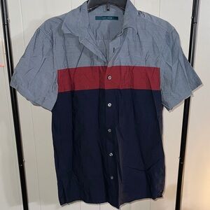 Perry Ellis Gray, Red, and Navy Casual Shirt